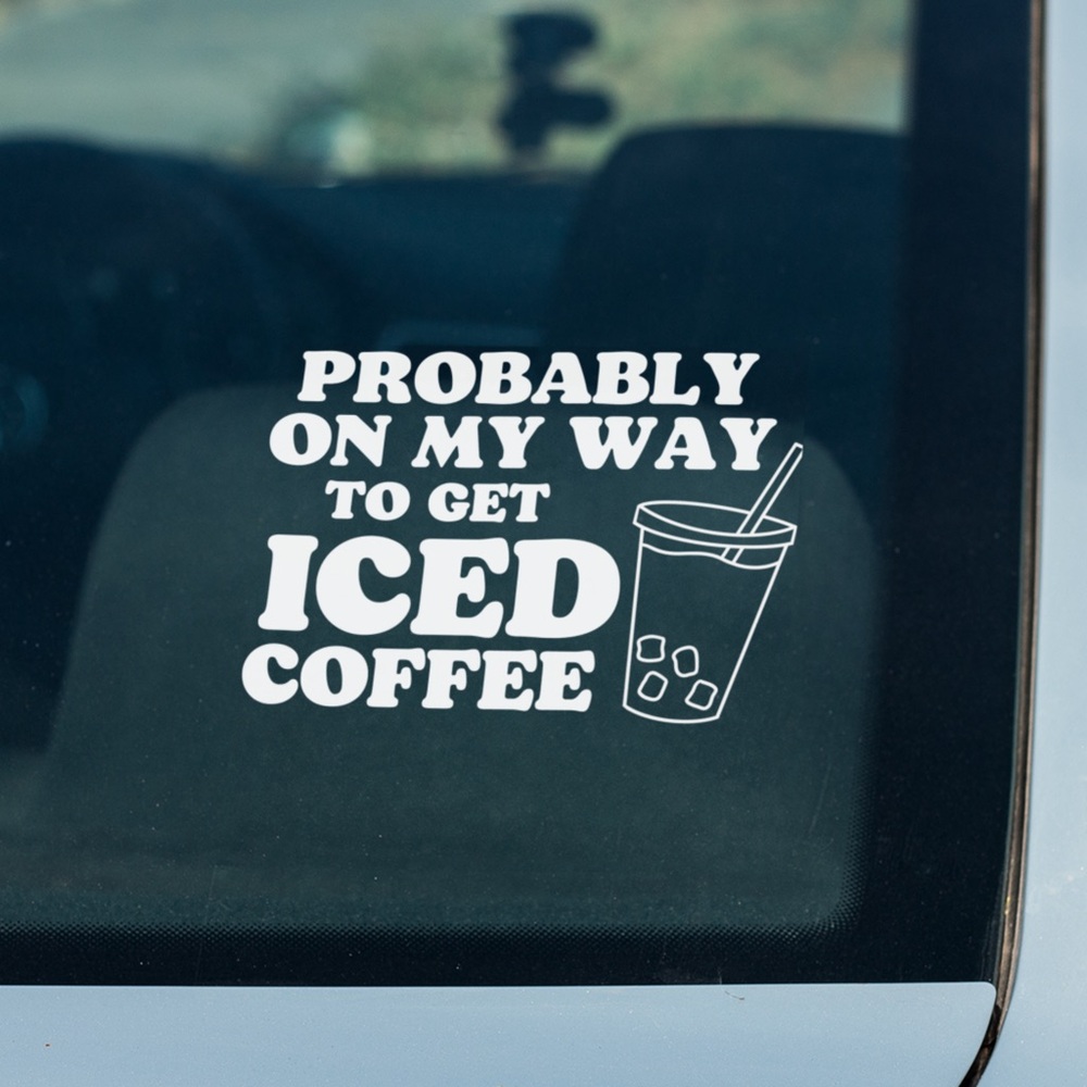 White Iced Coffee Car Decal